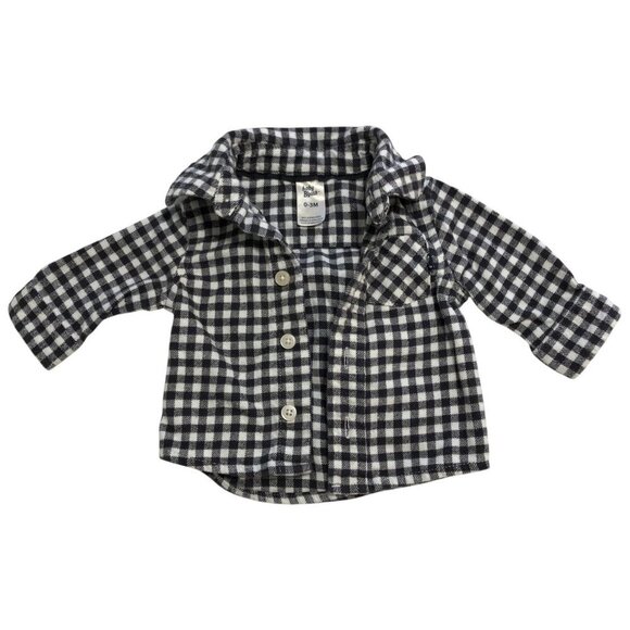 Baby B'Gosh Checkered Cotton Flannel Long Sleeve Button Boys Girls 0-3 Months - Picture 1 of 4
